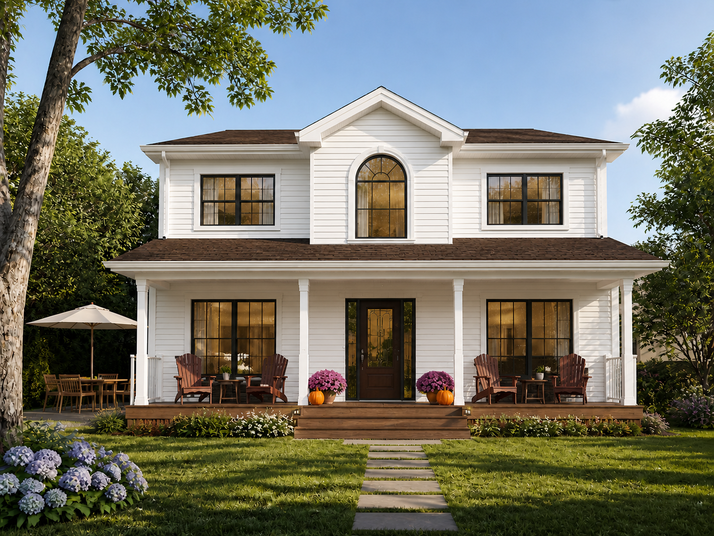 Upgrade the villa's original exterior siding with Dry Stack Slate stone panels. No scaffolding required. — before